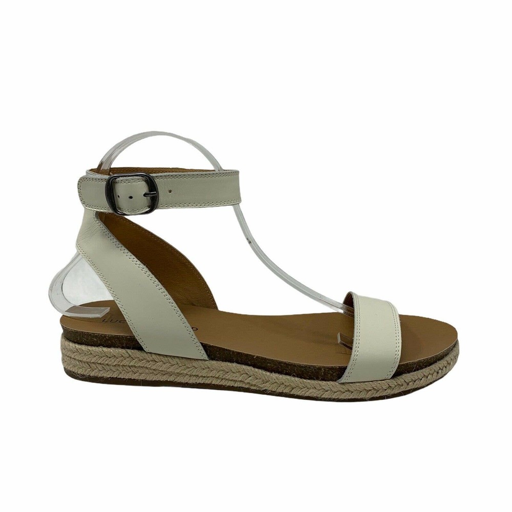 Lucky Brand Leather Espadrille Sandals Ivory 9M